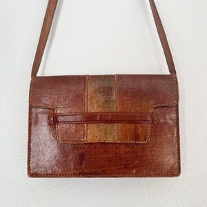 Vintage‎ 70s brown leather purse cognac tan